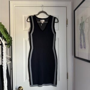 Max Studio Black/Grey/Navy Colorblock Sleeveless Bodycon Sweater Dress Size S
